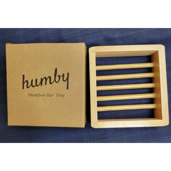 Humby Organics Bamboo Shampoo Soap Shower Tray Drying Rack Natural 4 x 4" - Picture 2 of 4
